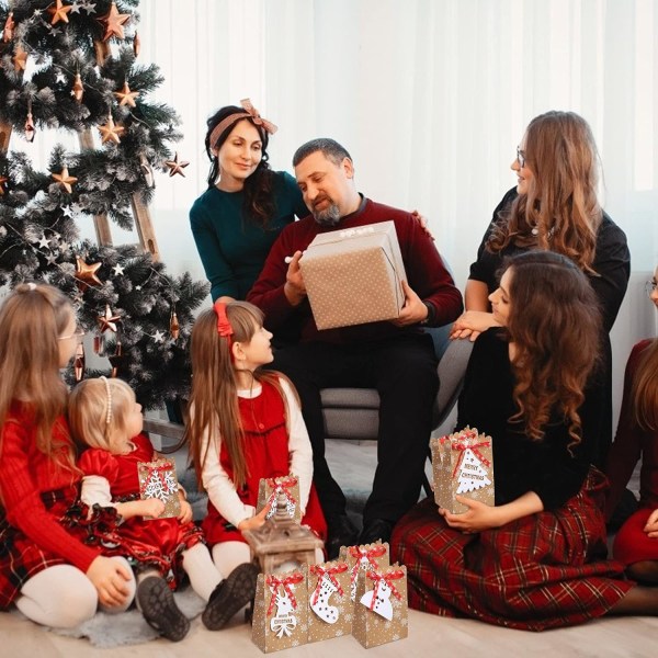 24 stk. Julegaveposer i Kraftpapir, Juleposepapir Gi