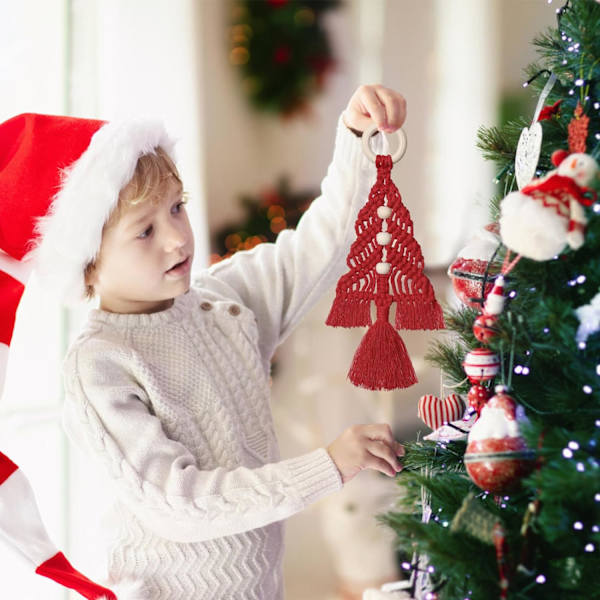 Set med 3 Macrame Hängande Julgranssatser i Macrame Vägg Cotto