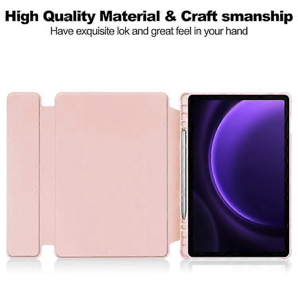 Yhteensopiva Samsung Galaxy Tab S9 FE Kotelo Nahka+Akryyli Pyörivä Jalusta Suojus Bluetooth-näppäimistöllä Pink