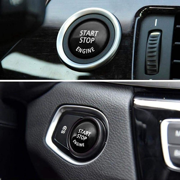 2x Start Stop Engine Button Push Button Ignition Switch Cover Replacement For X1 X3 X5 X6 Z4 (svart
