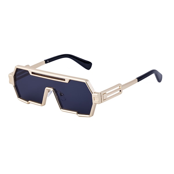 Retro Steampunk Sunglasses for Men Fashion Cool One Piece Irregular Metal Frame Sunglasses