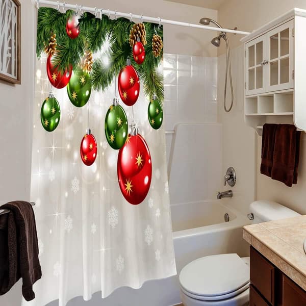 Grön Jul Duschdraperi Set, Färgglatt Jul Fabri,ZQKLA