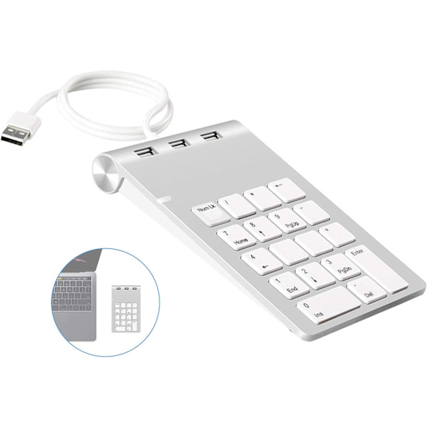 Bærbar USB Numerisk Tastatur, Eksternt Numerisk Tastatur med ZQKLA
