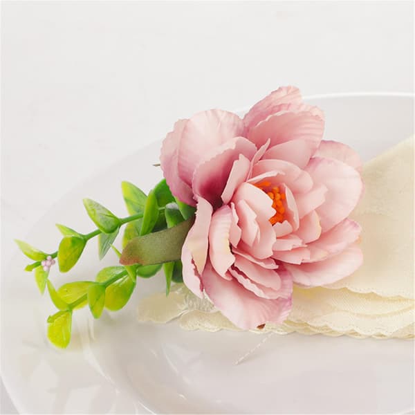 5 stk. Roseblomst Servietringe Kunstige Blomst Serviet Holdere Se