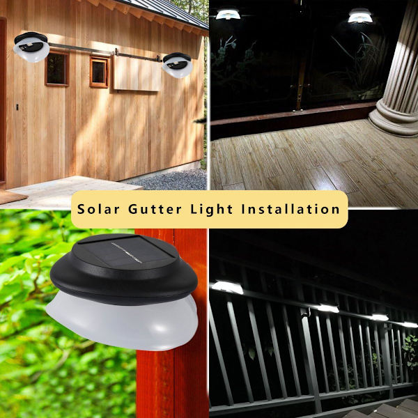 1-pack 9 LED Solcellsdrivna Hängrännelampor, 100LM Vattentät Utomhusbelysning, S,ZQKLA