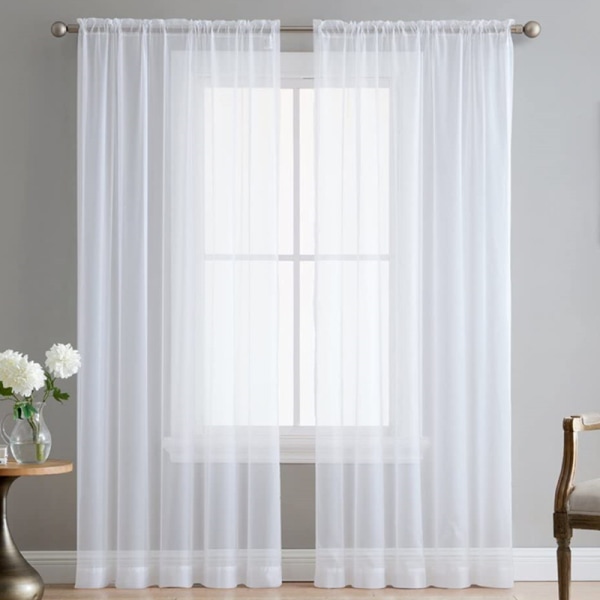 Enkla Rod Pocket Sheer Voile Gardinpaneler Vita 1 P,ZQKLA