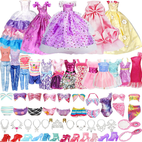 35-pack Handgjorda Dockkläder Set Inklusive 2 Prinsessklänningar, ZQKLA