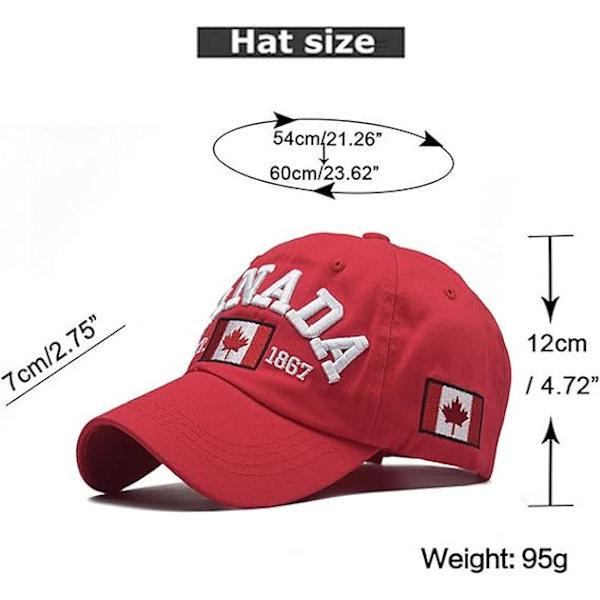 100% bomulds Canada EST1867 broderet ahornblad flag cap/hat | En størrelse | Justerbar rem