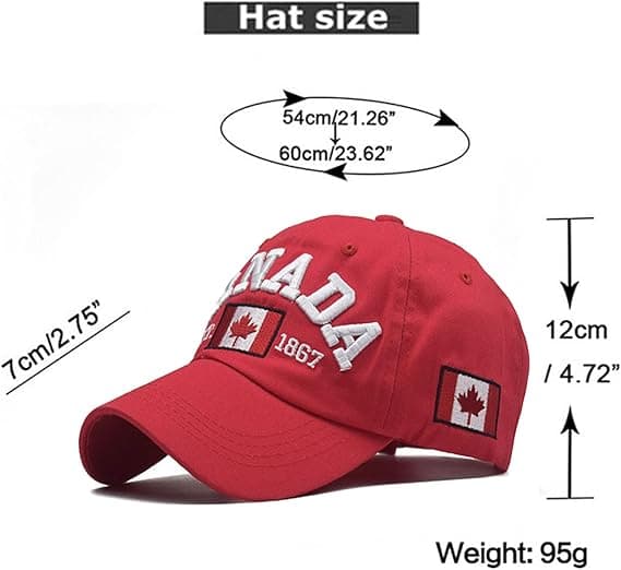 Ren bomull Canada EST1867 brodert lønneblad flagg cap/hatt | En størrelse | Justerbar stropp