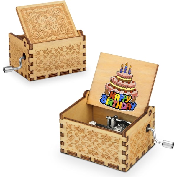 Puinen syntymäpäivämusiikkilaatikko - laserkaiverrettu käsikampi Musica,ZQKLA