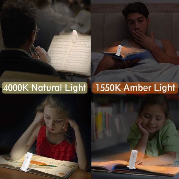 LED Clip läslampa för bok, vit, läslampa för bok, ZQKLA