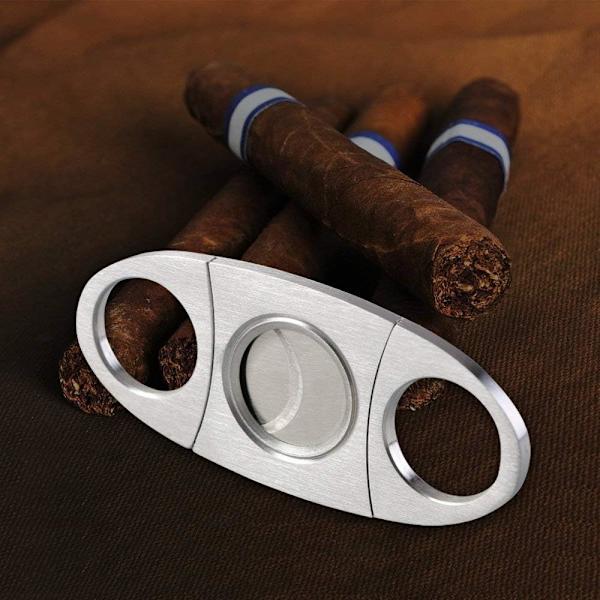 Dobbelt Guillotin Lomme Cigar Kutter i Rustfrit Stål, Sølv, ZQKLA