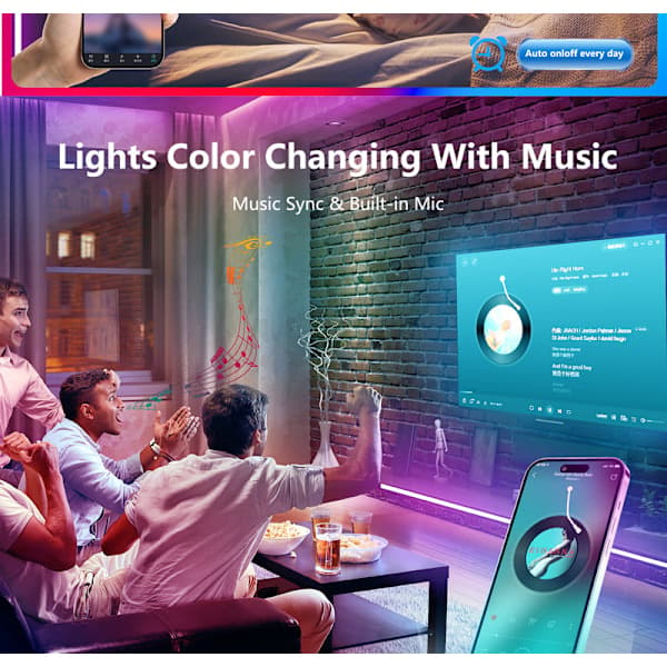 INF 20M LED-nauhat Bluetooth-sovelluksen ohjauksella,su