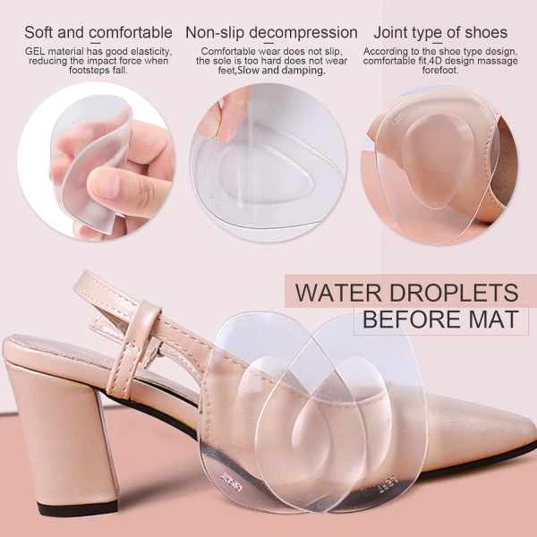 (4-pack) Pads, Gel Plantar Pad, Halkfria Skor Transparens C, ZQKLA