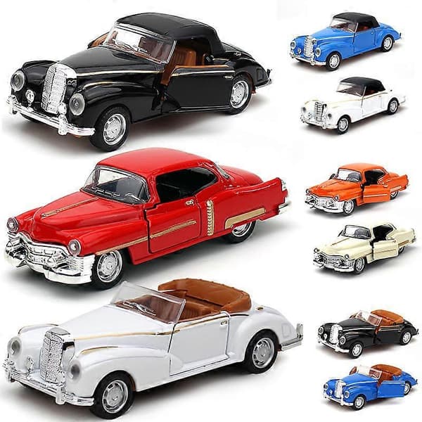 Klassiska Bilar 1/32 Skala Modell Legering Diecast Simulering Pull Back Cabriolet Fordon Pojk Barn Samling, Vit