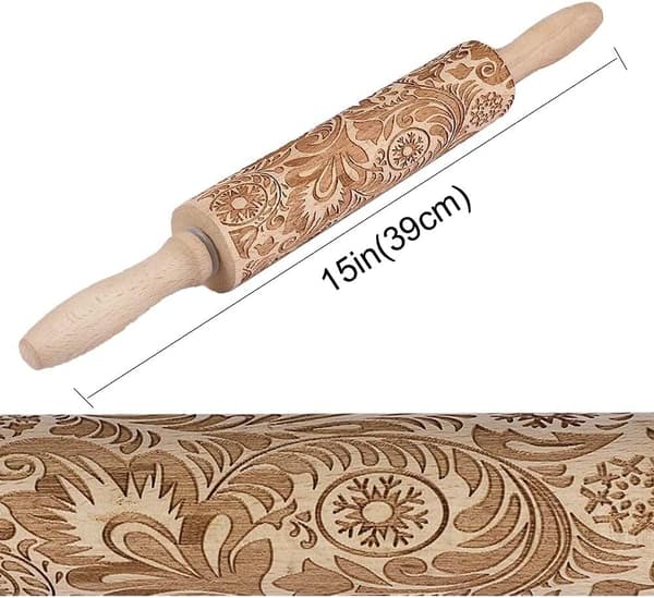 Präglad Träkavel, Naturträ Carved Engraved Rolling