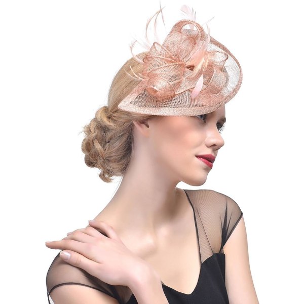 （champagne） Hantverk Penny Mesh Hat Fascinator med Mesh Ribbo, ZQKLA