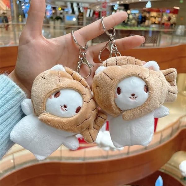 Lady Girl Cute Plush Pp Cotton Cat Taiyaki nøkkelring Creative Ani
