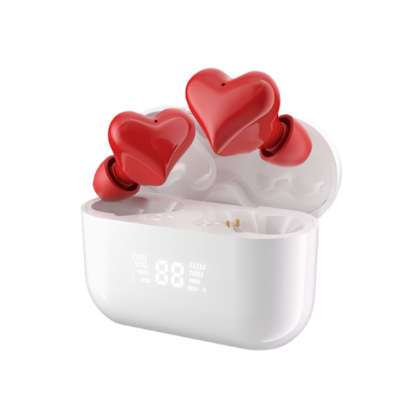 Hjerteformede Bluetooth Hovedtelefoner Støjreduktion Sports Trådløse In-Ear Bluetooth Hovedtelefoner red
