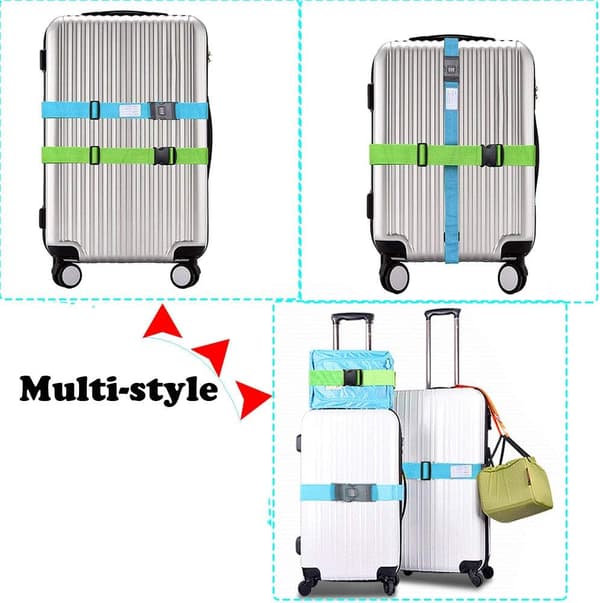 Koffertstropp, 2 stk. reisekoffertstropp med kode, justerbar, ZQKLA