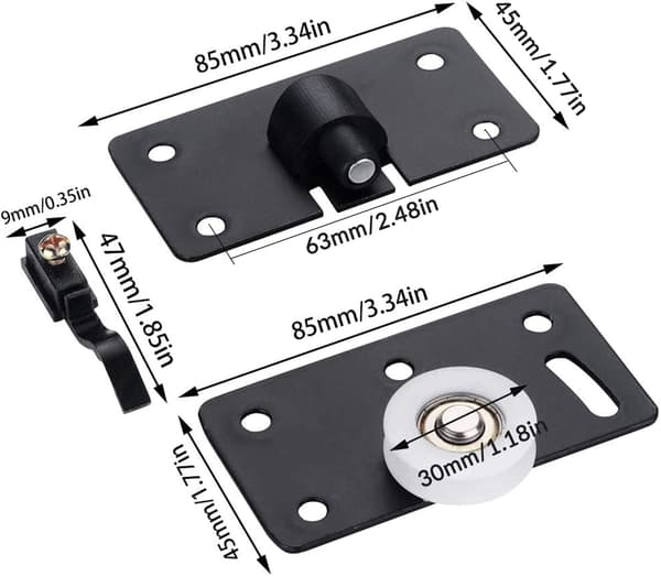 2-pack Glidande Dörrvalsar Garderobsglidspår, Slidin,ZQKLA