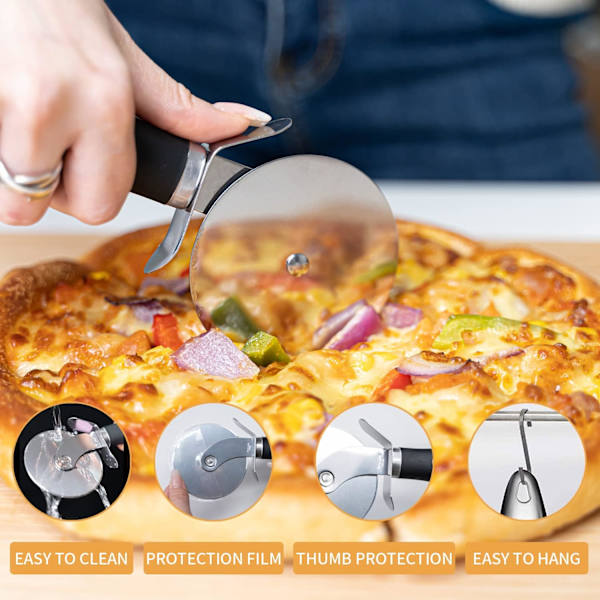 Pizzakutter, Högkvalitativt Rostfritt Stål Pizzahjul med Ergonomiskt Handtag
