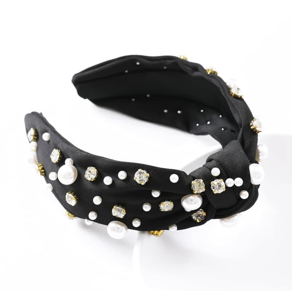Perleknutet Hodebånd for Kvinner, Glitrende Rhinestone Juvelbesatt Hodebånd