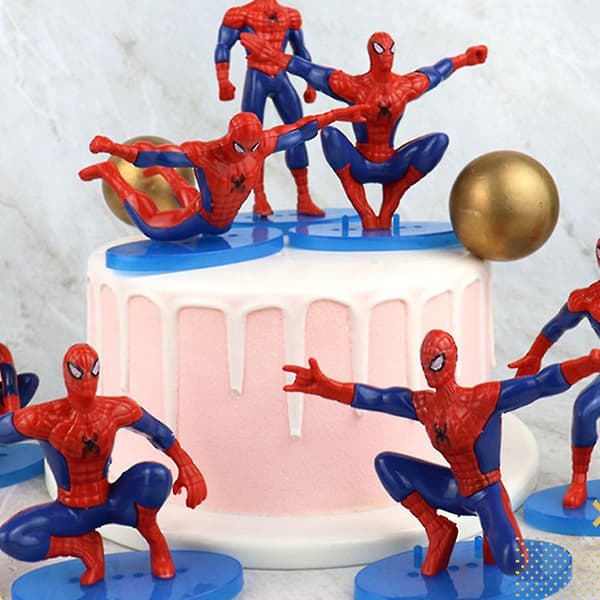 7 stk Spiderman Superhelt Actionfigur Sett Bordpynt Spider-man Tema Bursdagsfest Dekorasjon Tilbehør Kakepynt Minifigurer
