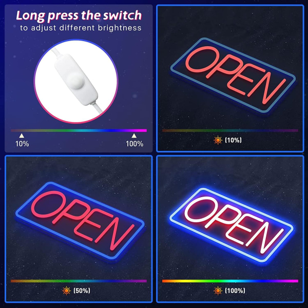 Neon LED Åpen Neon Bokstav Veggkunst Åpen Lysskilt USB Dimmer, ZQKLA