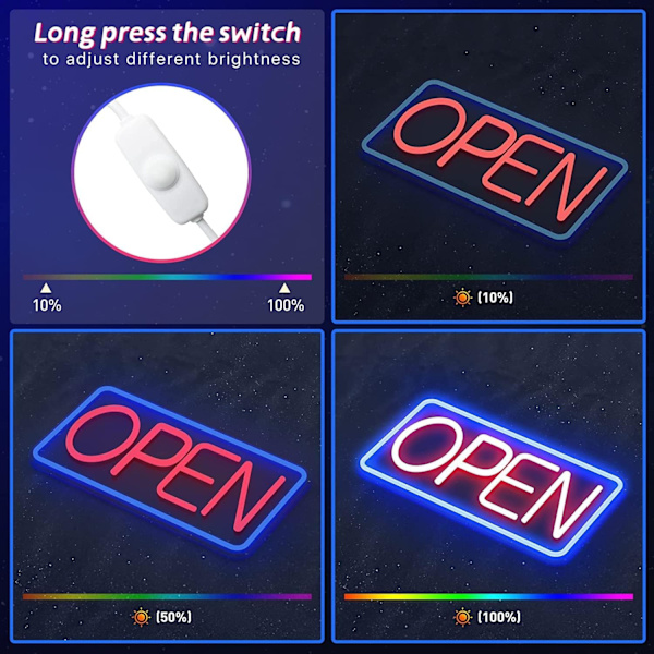 Neon LED Open Neon Bokstav Väggkonst Open Ljusskylt USB Dimbar, ZQKLA