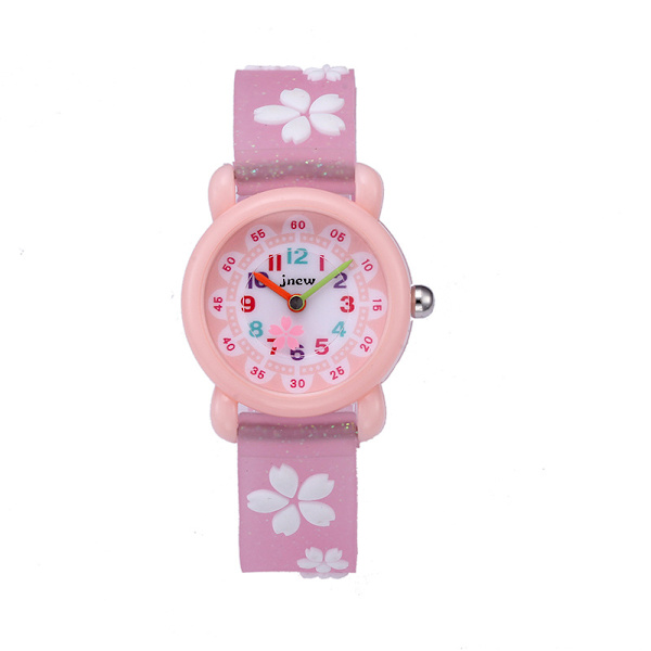 Flickors Time Machines Analog Klocka med Elastiskt Tygband Rosa, ZQKLA