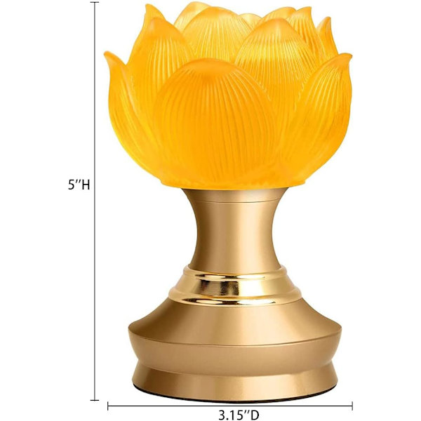 LED Lotus Buddhistisk Lys, Varm Gul Buddha Lotus Lampe, 2 i 1 U