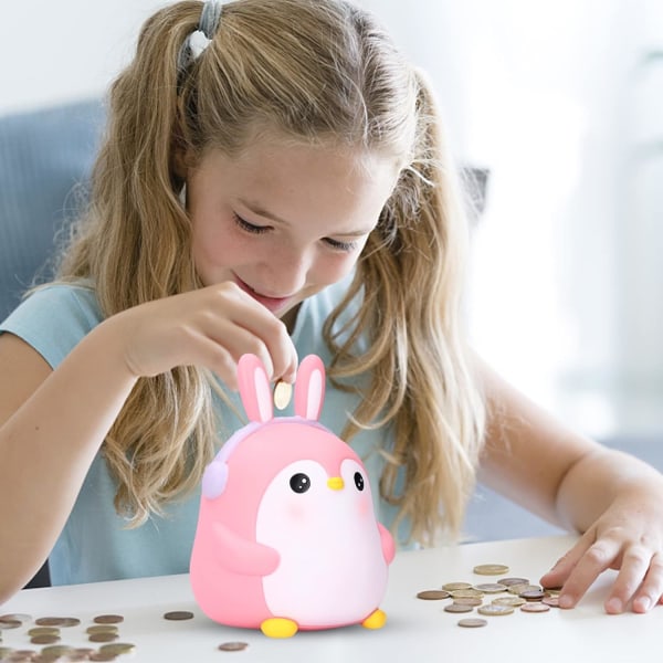 Spargris för barn, Pingvin Spargris Mini Kassaskåp för pojkar, flickor