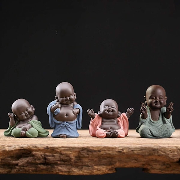 Keramisk Liten Söt Buddha Staty Munk Figurin Kreativ Baby ,ZQKLA