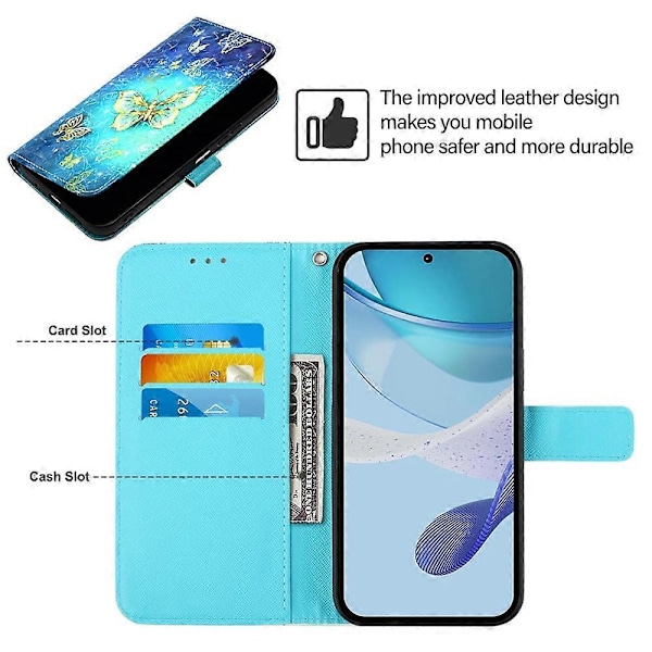 Læder Telefon Cover til Motorola Edge X30 / Edge 30 Pro Golden Butterfly