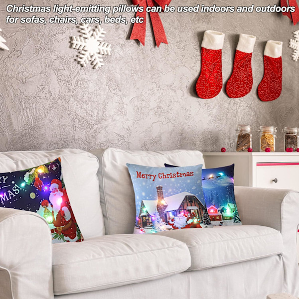 4 stycken jul-soffa kuddfodral, juldekoration kudde