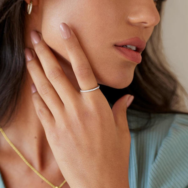 14K Guldpläterad Massiv 925 Sterling Silver Simulerad Diamant, ZQKLA