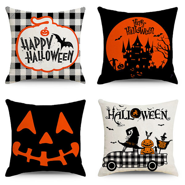 4 st Halloween Dekorationskuddfodral 45x45cm Halloween Dekoration, ZQKLA