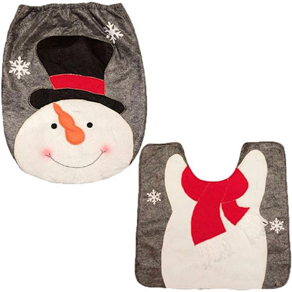 Jultomte Snögubbe Rensa Toalettlock och Matta Set R,ZQKLA