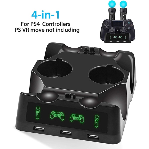 4 i 1 PS4-kontrollladdare, Quad-laddare för PS4-kontroller en