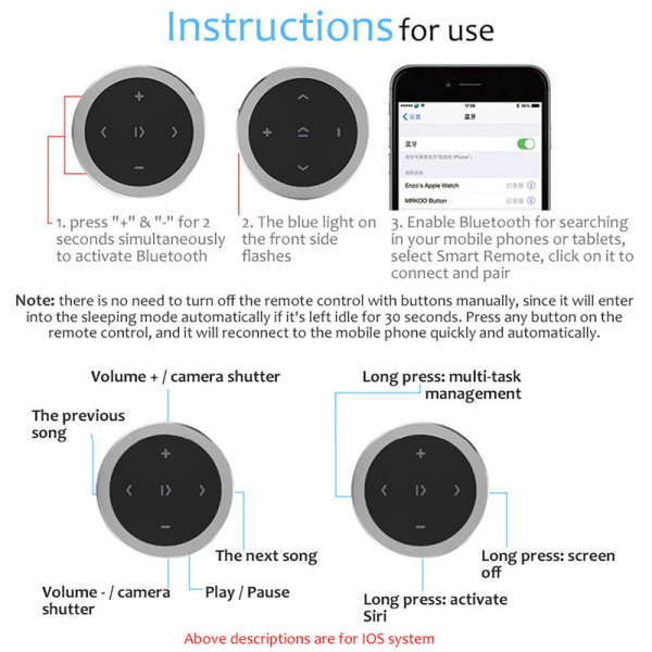 Bluetooth Medieknap - Inkluderer Ratstand - Com,ZQKLA