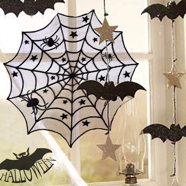 Halloween-sett Spøkelsesfestival Blonder Spindelvev Svart Blonder Rund Spi