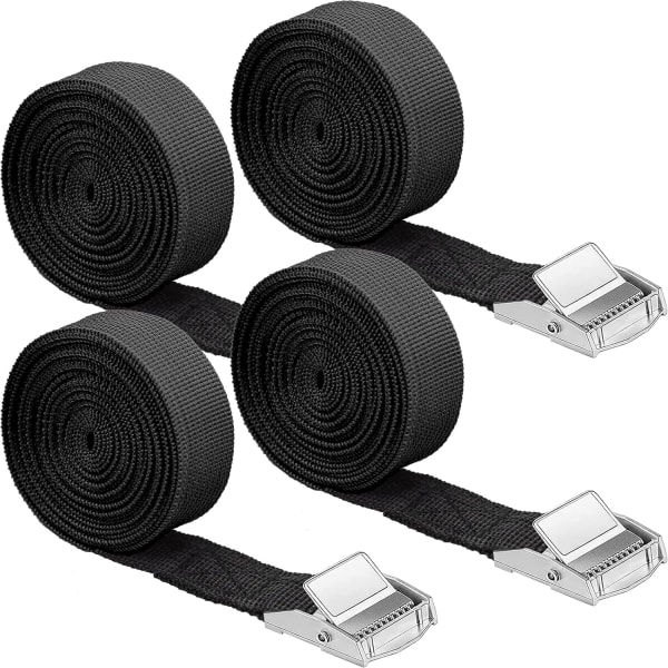 4 ST Spännband 2.5*250CM (Svart) Svart Spännrem, ZQKLA