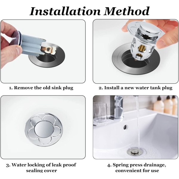 2 stk. Universal Pop Up Sink Drain, Pop-Up Sink Drain med ,ZQKLA