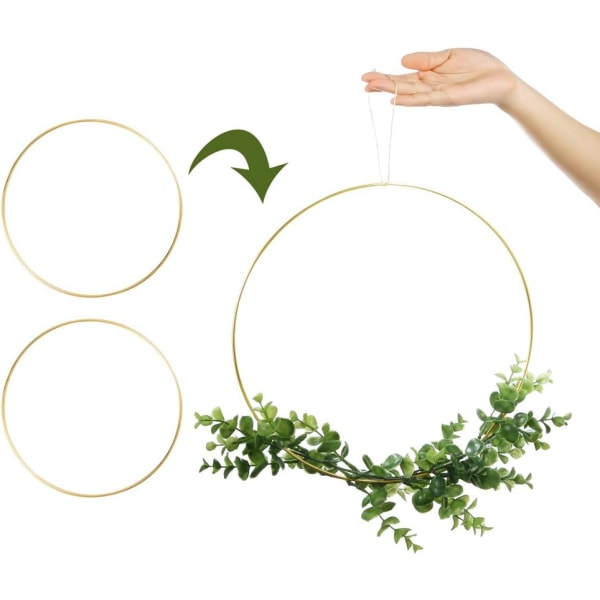 2-pack 30 cm Metall Blomsterkrans Makramé Guldringar, ZQKLA