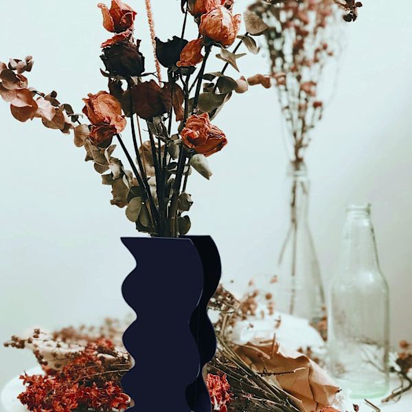 Svart Akrylvas, Geometrisk Akrylblomvas, Hög Vågrörelse, ZQKLA