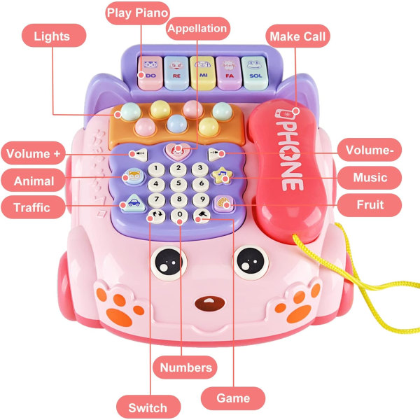Baby Phone Toy, Baby Toy Phone Cartoon Baby Piano Music Light, ZQKLA