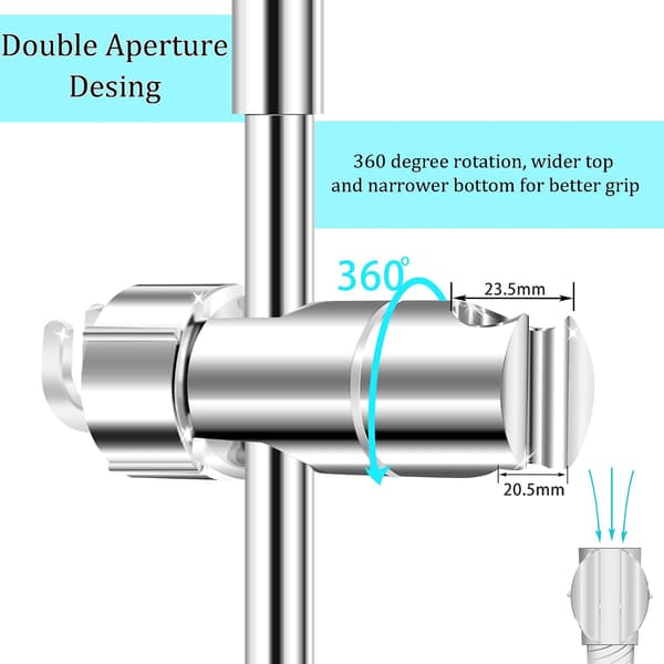 Dusjhodeholder for skyvebar, glideklemme, baderom, erstatning