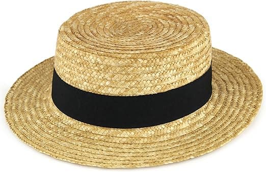Halmhatt Sailor Skimmer med Svart Bånd Sommer Sol