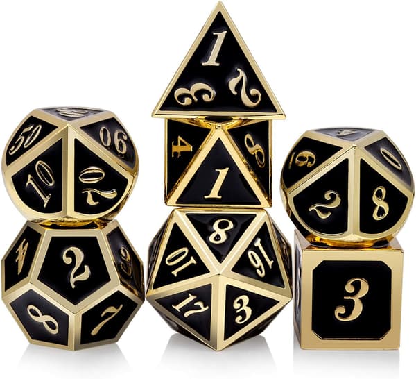 Metall Terning Sett D&D, 7 terninger Metall Polyhedral Terning Sett med Gave, ZQKLA